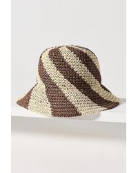 By Anthropologie - Swirl Stripe Woven Bucket Hat - Lyst