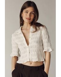 Maeve - Ruffle Button-Front Top - Lyst