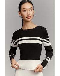 Maeve - Striped Long-Sleeve Crew-Neck Jumper - Lyst