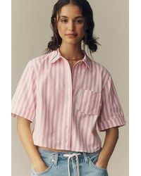 Maeve - Merritt Short-Sleeve Cropped Buttondown Shirt By - Lyst