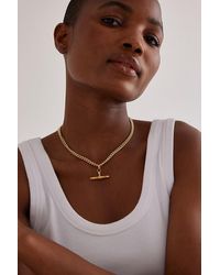 Tilly Sveaas - Gold-plated T-bar Curb Link Necklace - Lyst