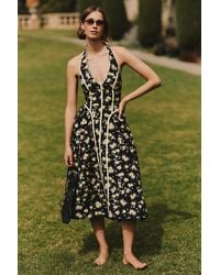 By Anthropologie - Halter V-Neck Fit & Flare Midi Dress - Lyst
