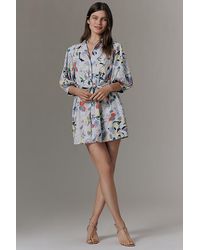 Maeve - The Mona Linen Mini Shirt Dress By - Lyst