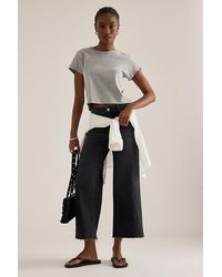 PAIGE - Anessa Twisted Panel Crop Wide-Leg Jeans - Lyst