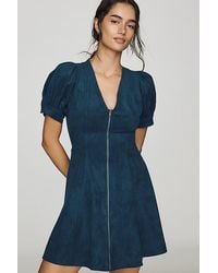 Pilcro - Zip-Front Faux-Suede Mini Dress - Lyst