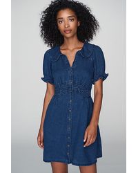Pilcro - The Keira Button-Front 100% Cotton Denim Mini Dress By - Lyst