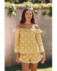 Celandine - Cotton Polka Dot Off-The-Shoulder Top - Lyst