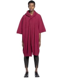 Homme Plissé Issey Miyake Pleated Poncho Coat - Red