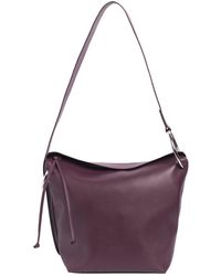 Dries Van Noten Leather Shoulder Bag In Burgundy - Purple