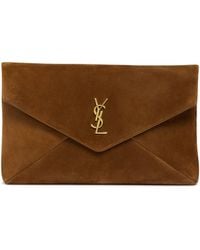 Saint Laurent - Suede Large Cassandre Envelope Pouch - Lyst