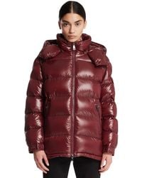 Moncler - Burgundy Maire Short Down Jacket With Hood - Lyst