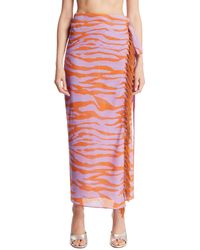 The Attico - Zebra-Print Long Fringed Pareo - Lyst