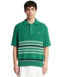 Lacoste - Striped Polo Collar Sweater - Lyst