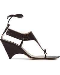 Christen - Leather Edge T-Strap Sandals - Lyst