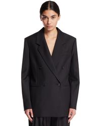 The Row - Dark Double-Breasted Wool Jacket - Lyst