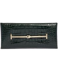 Tom Ford - Crocodile-Embossed Leather T-Strap Clutch - Lyst