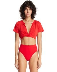 Nike - Skims Short-Sleeve V-Neck Crop Top - Lyst
