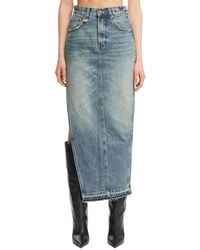 R13 - Midi Denim Skirt - Lyst