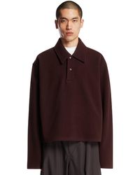 Rier - Bordeaux Wool Fleece Polo Sweater - Lyst