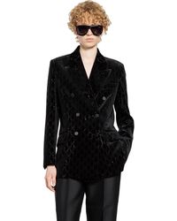 Gucci - Gg Velvet Double-Breasted Blazer - Lyst