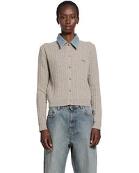 Miu Miu - Cable-Knit And Denim Cardigan - Lyst