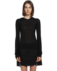 Rick Owens - Cropped Hooded Rib Ls T - Lyst