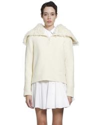 Loewe - Wool Blend Zip-Up Sweater - Lyst