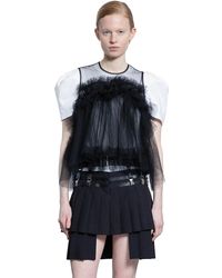 Noir Kei Ninomiya - Ruffled Tulle Crop Top - Lyst