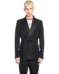 Valentino - Double-Breasted Wool Blazer With Belt - Lyst