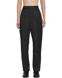Saint Laurent - Striped Herringbone Wool Tapered Trousers - Lyst