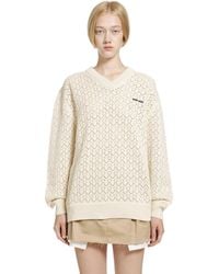 Miu Miu - Cotton V-Neck Sweater - Lyst