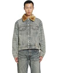 Acne Studios - Shearling Collar Denim Jacket - Lyst