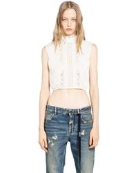 Ann Demeulemeester - Bee High Neck Cropped Top - Lyst