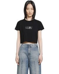 MM6 by Maison Margiela - Signature Numeric Cropped T-Shirt - Lyst