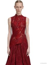Marc Le Bihan - Pleated Lace Long Sleeve Top - Lyst
