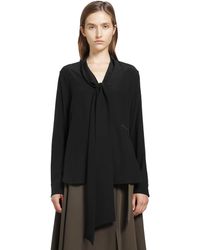 Burberry - Silk Crepe De Chine Scarf Blouse - Lyst