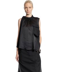 Sacai - Satin Sleeveless Top - Lyst