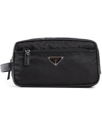 Prada - Re-Nylon And Saffiano Leather Travel Pouch - Lyst