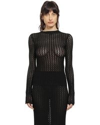 Saint Laurent - Pointelle Knit Top - Lyst