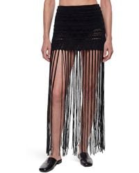 Laneus - Fringed Crochet Knit Skirt - Lyst
