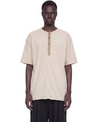 Ziggy Chen - Henley Neck Gathered T-Shirt - Lyst