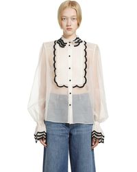 Valentino - Organza Shirt With Embroidered Bib - Lyst