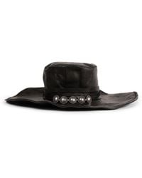 Ann Demeulemeester - Tias Large Leather Hat With Studs - Lyst