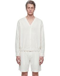 Hed Mayner - Pinstriped V-Neck Shirt - Lyst