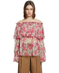 Chloé - Off-The-Shoulder Silk Top - Lyst