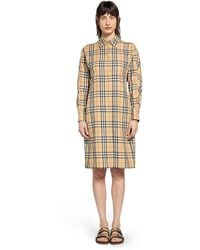 Burberry - Check Cotton Shirt Midi Dress - Lyst