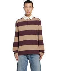 Moncler - Striped Cotton Long Sleeve Polo Shirt - Lyst