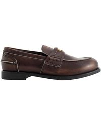 Miu Miu - Leather Distressed Penny Loafers - Lyst