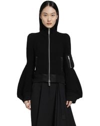 Sacai - Nylon Twill X Wool Knit Blouson Jacket - Lyst