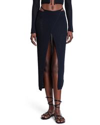 Laneus - Midi Skirt In Pointelle Stitch Knit - Lyst